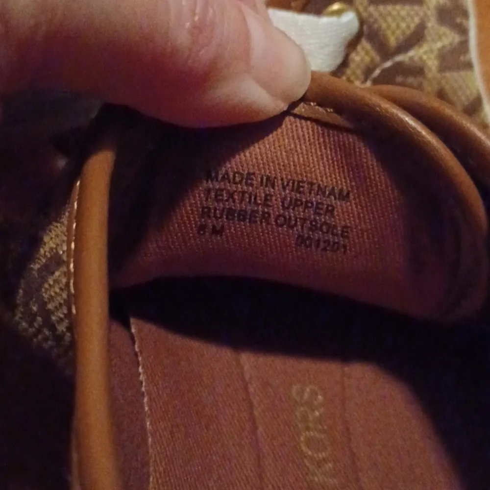 > Michael Kors Tan and Brown Monogram Sneakers Women's Size 8